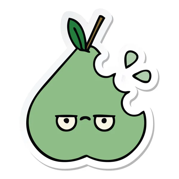 Sticker voor een leuke cartoon groene pear — Stockvector