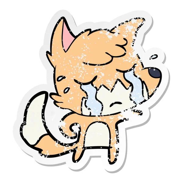 一个哭闹的狐狸动画片的苦恼的贴纸 — 图库矢量图片