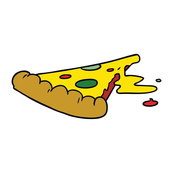Gribouille de dessin animé d'une tranche de pizza — Image vectorielle