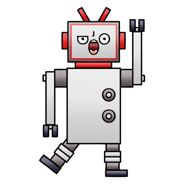 Gradient Grijs Cartoon Van Een Boze Robot — Stockvector