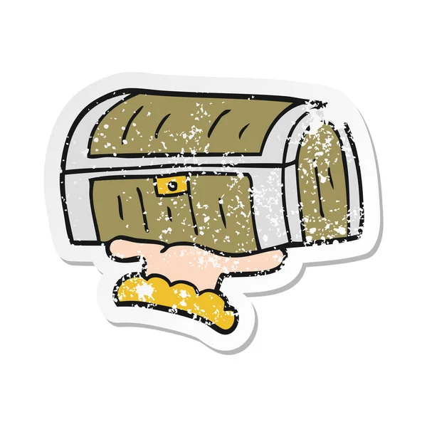 Retro Noodlijdende Sticker Van Een Schatborst Cartoon — Stockvector