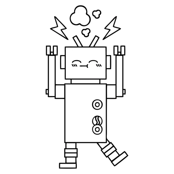 Linienzeichnung Cartoon Roboter — Stockvektor