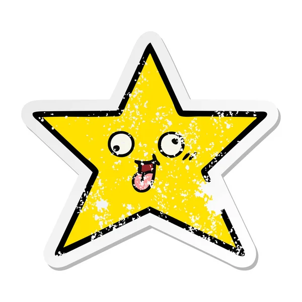 Sevimli Çizgi Altın Yıldız Sıkıntılı Etiket — Stok Vektör