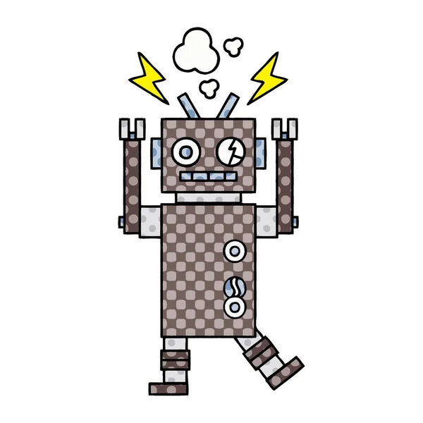 Comic Karikatur Eines Funktionsgestörten Roboters — Stockvektor