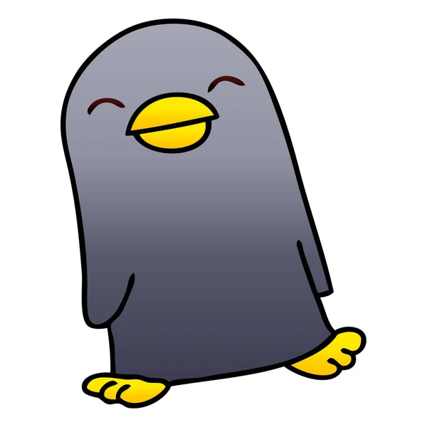 Gradient Schattierte Schrullige Cartoon Pinguin — Stockvektor