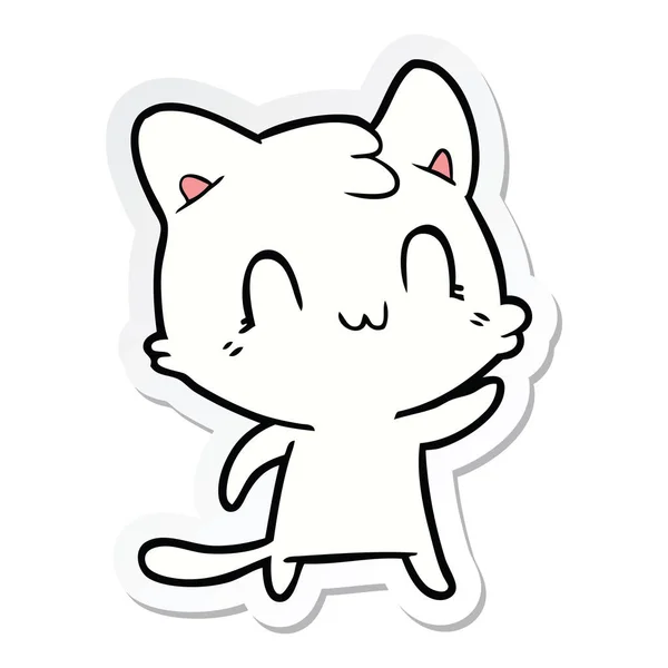 Stiker Dari Kartun Kucing Bahagia - Stok Vektor