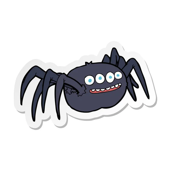 Etiqueta Uma Aranha Assustadora Desenho Animado — Vetor de Stock