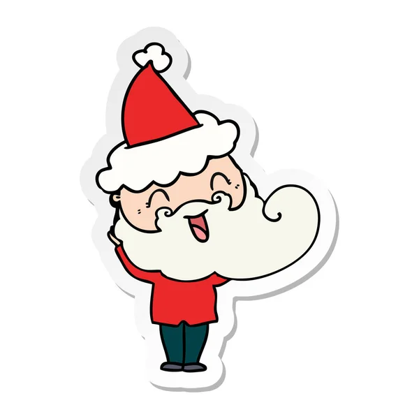 Gelukkig Bebaarde Man Met Kerstmuts — Stockvector