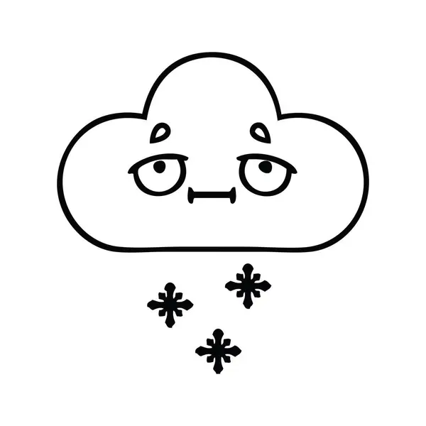 Línea dibujo dibujos animados nube de nieve — Vector de stock