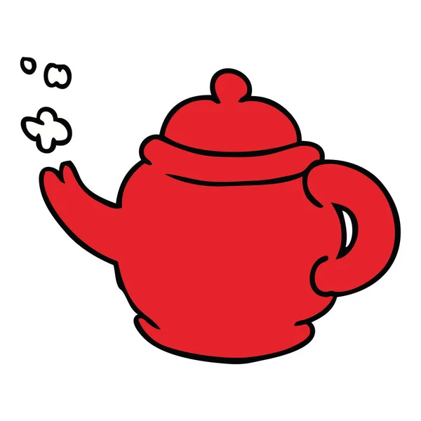 手绘卡通涂鸦的一个蓝色茶壶 — 图库矢量图片