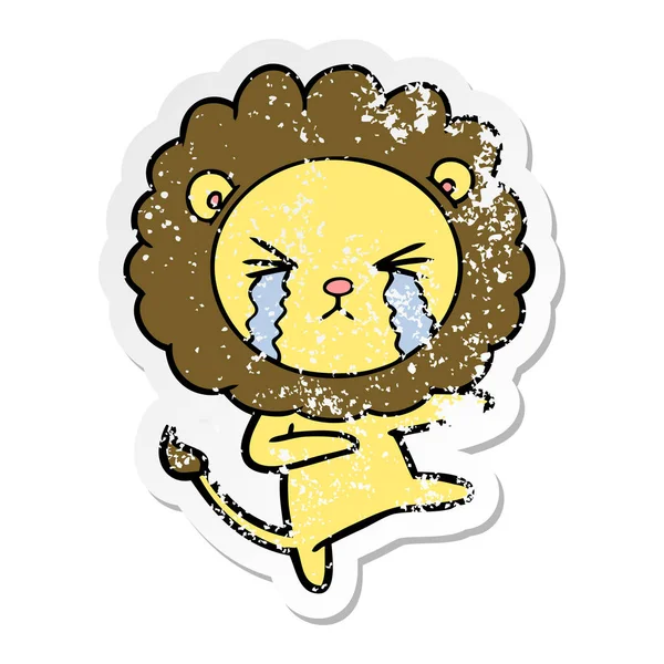 Αναξιοπαθούντα αυτοκόλλητο από μια γελοιογραφία κλάμα λιοντάρι — Διανυσματικό Αρχείο
