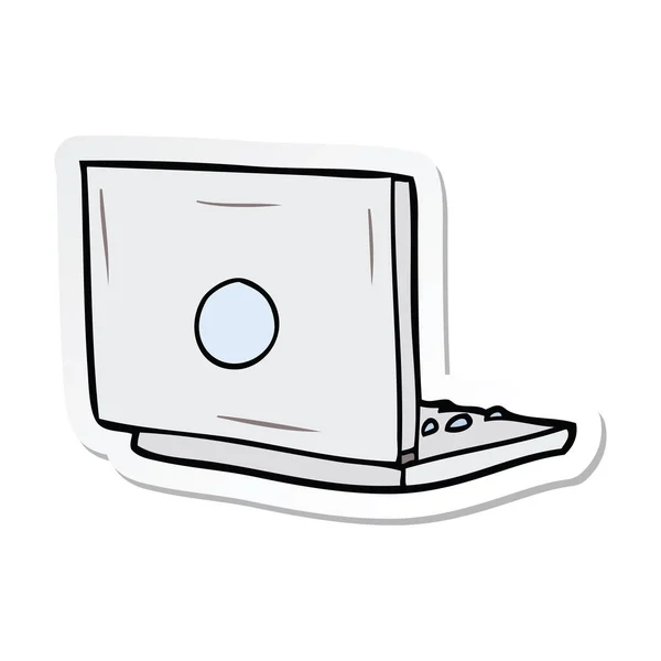 Etiqueta Computador Portátil Dos Desenhos Animados — Vetor de Stock