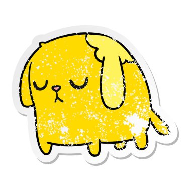 serbest el çekilmiş sıkıntılı etiket karikatür şirin üzgün kawaii köpek