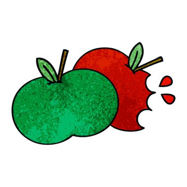 Retro grunge doku karikatür sulu elma