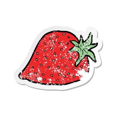 Retro bir çizgi film çilek etiket sıkıntılı