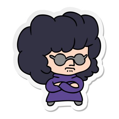 serbest el çekilmiş etiket karikatür kawaii kadının