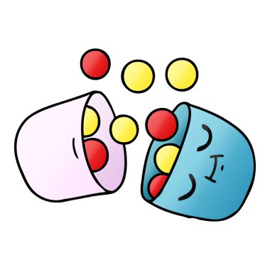 gülümseyen bir hap degrade çizgi film