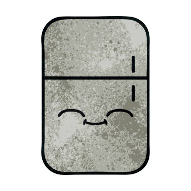 Retro grunge doku karikatür bir buzdolabı derin dondurucu