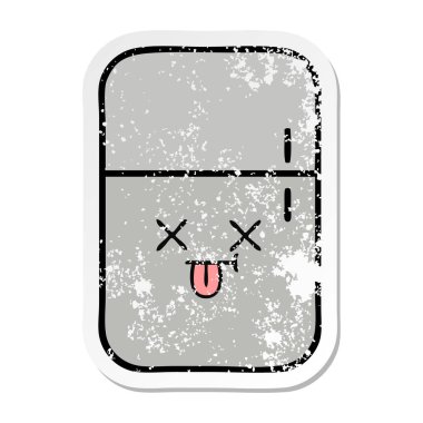 sevimli çizgi buzdolabı dondurucu sıkıntılı etiket