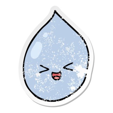 bir çizgi film yağmur damlası sıkıntılı etiket