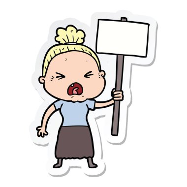 çizgi film kızgın yaşlı kadın etiketi