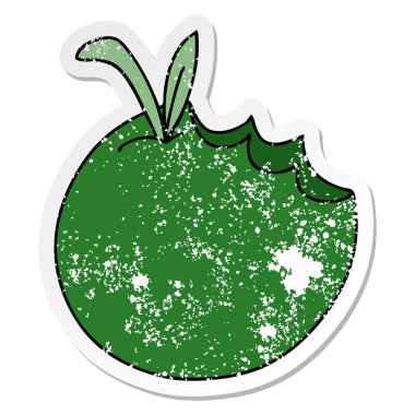 ilginç bir el sıkıntılı etiket karikatür elma çizilmiş