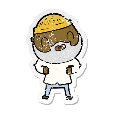 bir karikatür sıkıntılı etiket adam sakallı