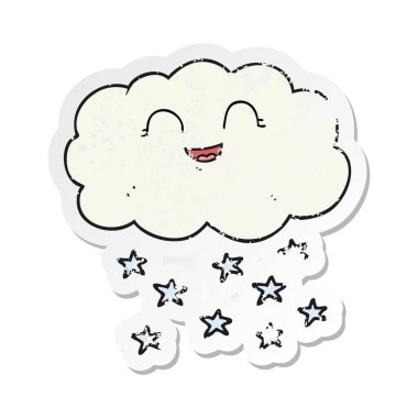 bir karikatür Retro sıkıntılı etiket bulut kar yağışı