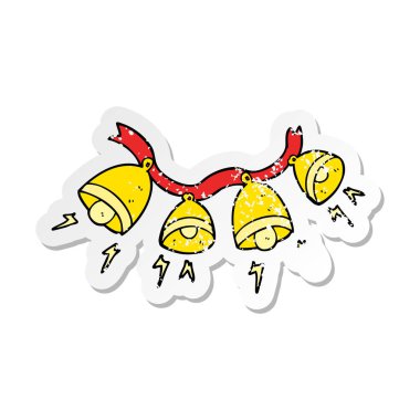 bir çizgi film jingle bells Retro sıkıntılı etiket