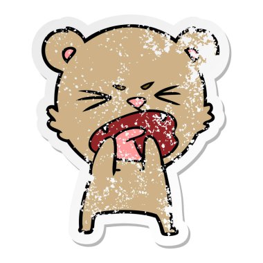 Aç karikatür ayı sıkıntılı etiket