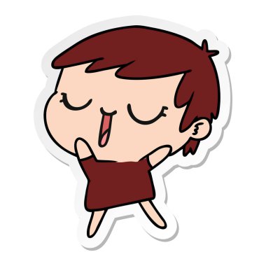 etiket karikatür şirin kawaii kısa saçlı kız