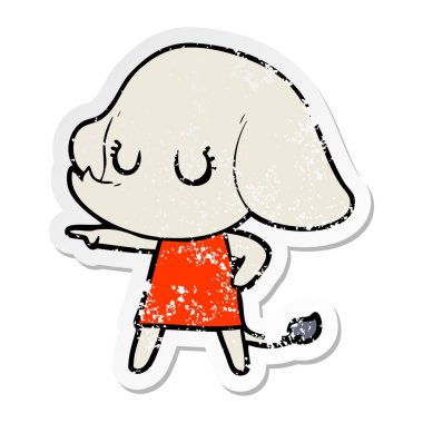 sevimli çizgi fil sıkıntılı etiket