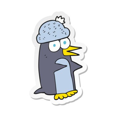 etiket bir karikatür penguen