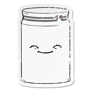 sıkıntılı etiket, bir çizgi film cam kavanozu