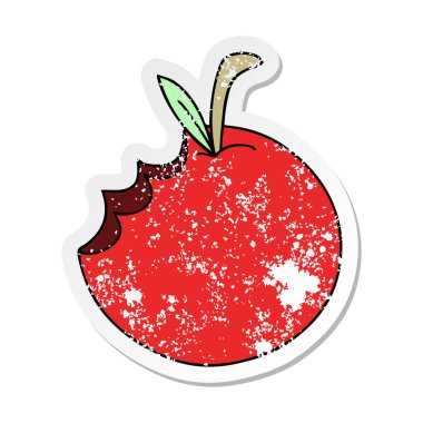 ilginç bir el sıkıntılı etiket karikatür elma çizilmiş