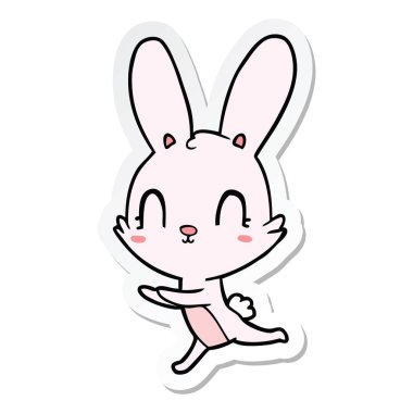 sevimli çizgi tavşan çıkartması