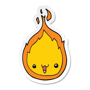 sevimli çizgi alev etiket