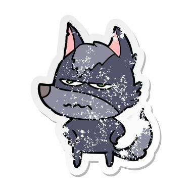 bir karikatür rahatsız kurt sıkıntılı etiket