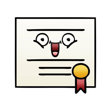 Mezuniyet diploma degrade gölgeli çizgi film