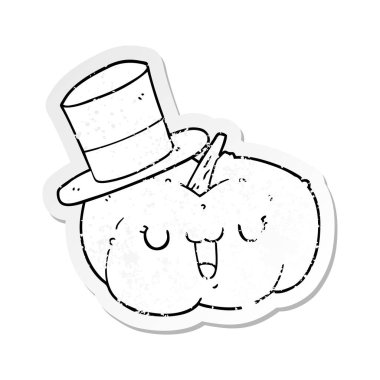 şapka giyen bir karikatür kabak sıkıntılı etiket