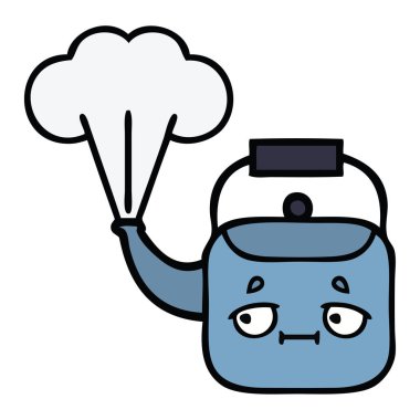 sevimli çizgi buharlı su ısıtıcısı