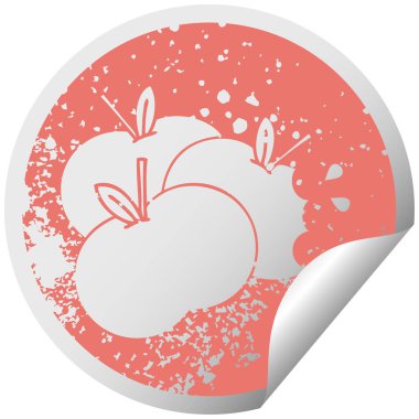 sıkıntılı dairesel peeling etiket sembolü sulu elma
