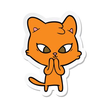 etiket bir sevimli çizgi kedi