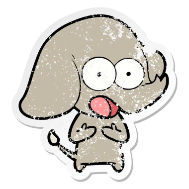 sevimli çizgi fil sıkıntılı etiket