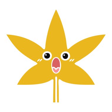 düz renk retro karikatür sonbahar yaprak