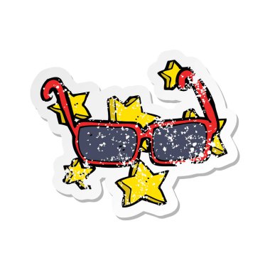 Retro sıkıntılı etiket bir çizgi film pahalı güneş gözlüğü