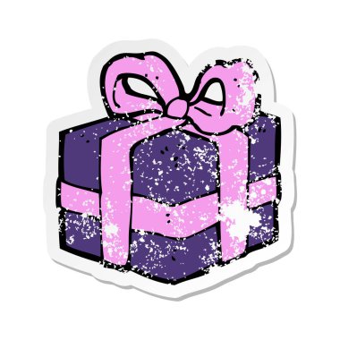 Retro sıkıntılı etiket bir karikatür Noel hediyesi