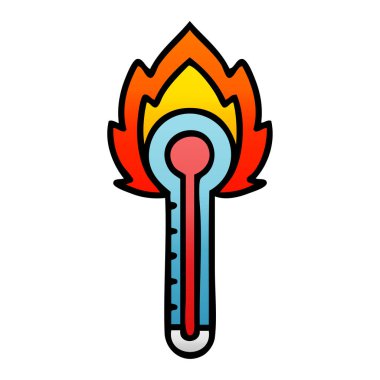 bir cam termometre degrade gölgeli karikatür