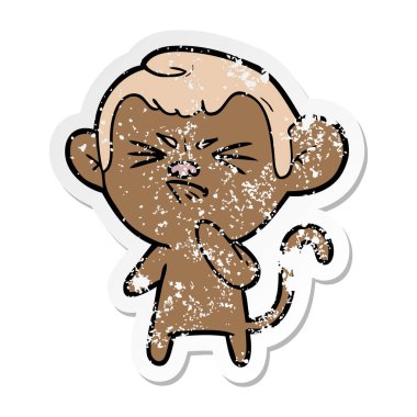 bir çizgi film kızgın maymunun sıkıntılı etiket