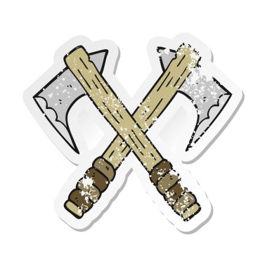 bir çizgi film eksenleri Retro sıkıntılı etiket